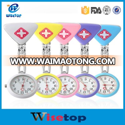 Creative Stylish Nurse Doctor portable Triangle Pendant Pocket Quartz Cross Brooch Nurses Watch Fob Hanging Medical with Clip